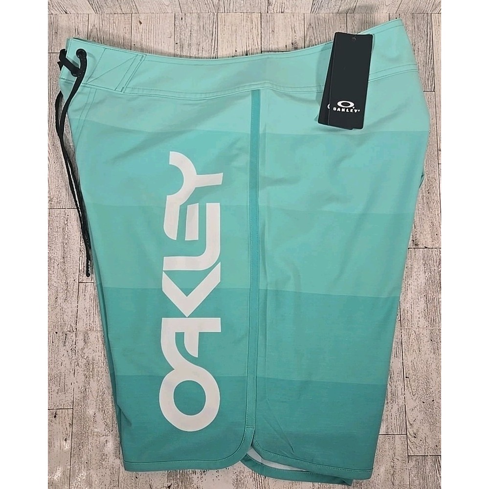 Oakley Boardshorts 36 Mens Standard Retro Mark Mint Green Swim Trunks NEW